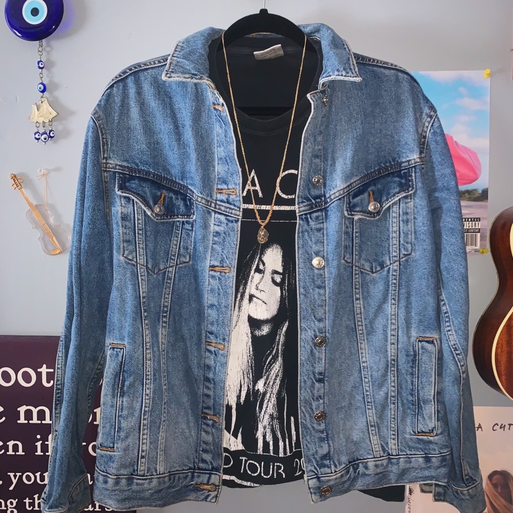 TOP SHOP Jean Jacket- Blue, Size Medium